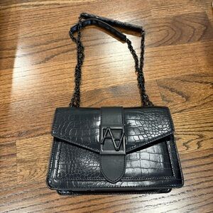 Aldo Black Faux Croc Leather Mini Bag